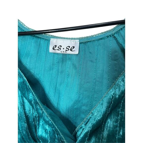 Vintage es.se Y2K Green Velvet Milkmaid Long‎ Sleeve Top - Picture 5 of 7